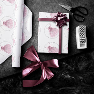 Fairy Wing Mauve Gown   Luxurious Dusty Pink Sheen Wrapping Paper