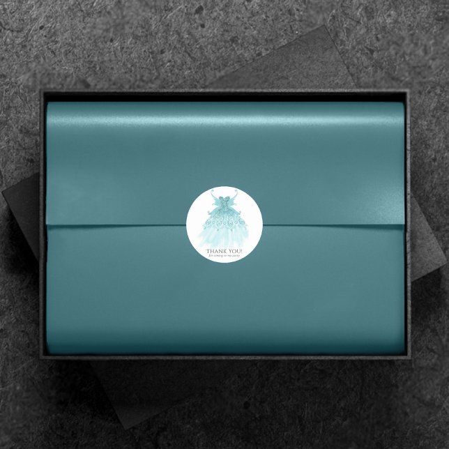 Fairy Wing Mint Gown | Luxe Green Pearl Thank You Classic Round Sticker (Creator Uploaded)