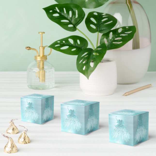 Fairy Wing Mint Gown | Luxe Pearl Green Aqua Sheen Favour Box (Multiple)