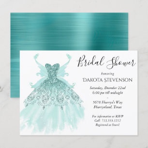 Fairy Wing Mint Gown   Luxe Pearl Green Aqua Sheen Invitation