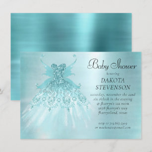 Fairy Wing Mint Gown   Luxe Pearl Green Aqua Sheen Invitation