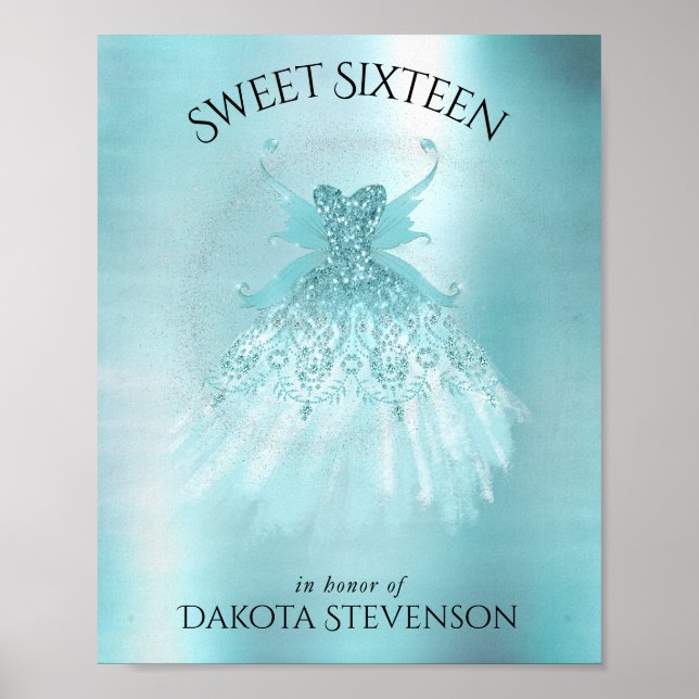 Fairy Wing Mint Gown | Luxe Pearl Green Aqua Sheen Poster (Front)