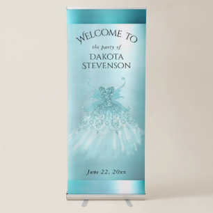 Fairy Wing Mint Gown   Luxe Pearl Green Aqua Sheen Retractable Banner