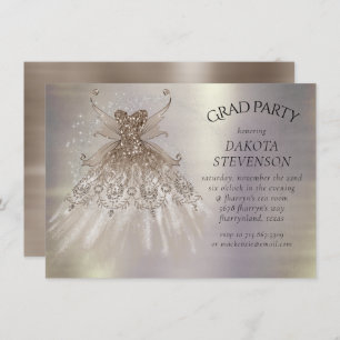 Fairy Wing Taupe Gown   Champagne Elegant Sheen Invitation