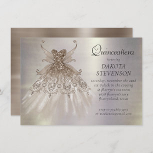 Fairy Wing Taupe Gown   Champagne Elegant Sheen Invitation