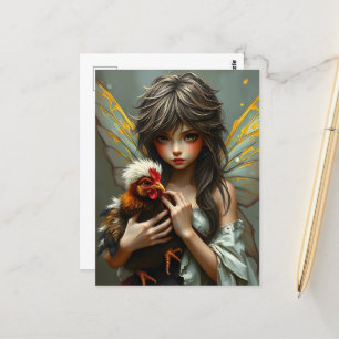 Fairy With a Chicken Postcard