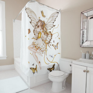 fairy with butterflies shower curtain