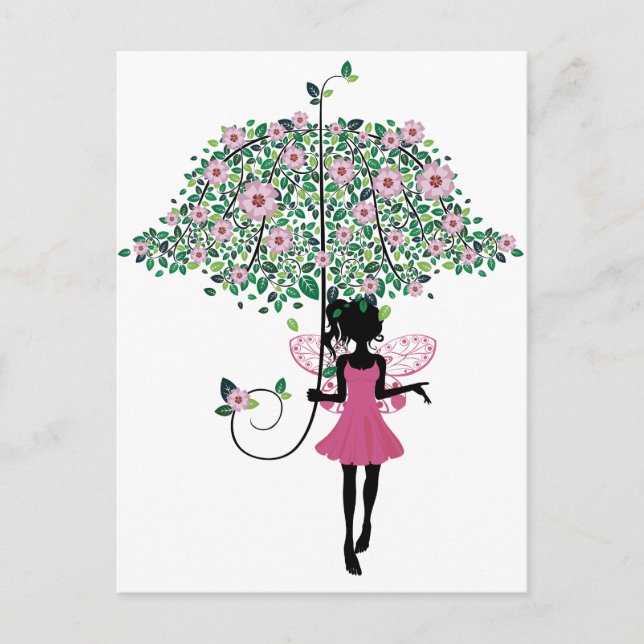 Fairy with Floral Umbrella Postcard (Front)