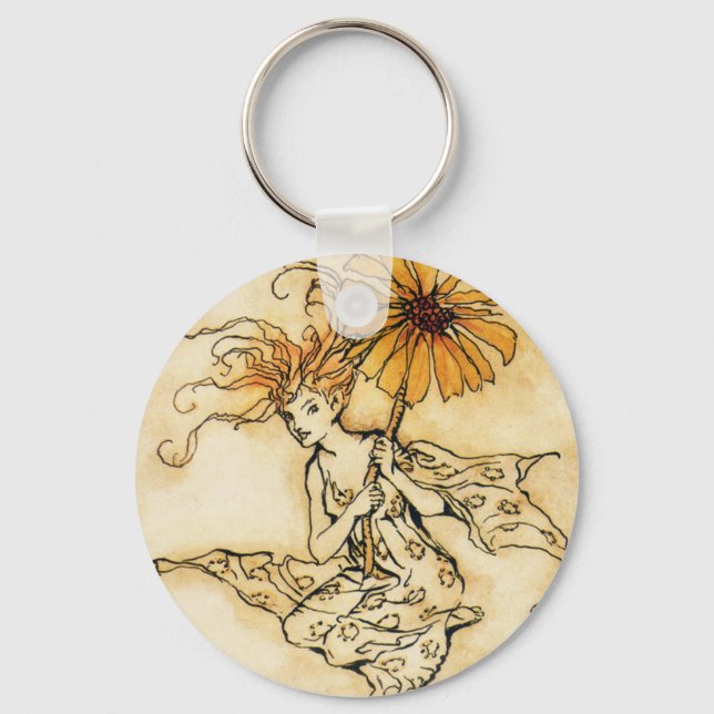 Fairy with Flower Key Ring (Front)