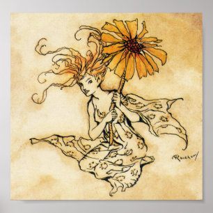 Fairy with Flower Poster