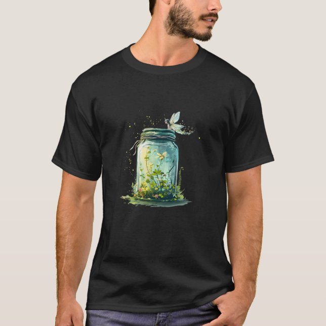 Fairy with flowers and plant in jar for man and wo T-Shirt (Front)
