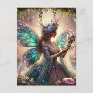 Fairy with flowers postcard
