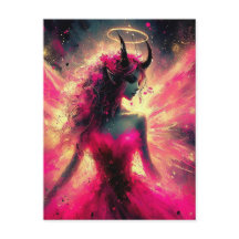 Fairy With Horns that Hold Her Halo Up in Pink
