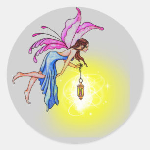 Fairy with Lantern Classic Round Sticker