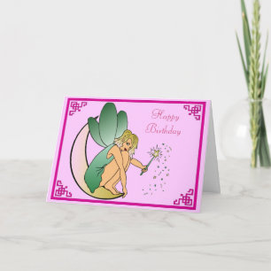 Fairy with Magic Wand Pixie Dust Happy Birthday Card