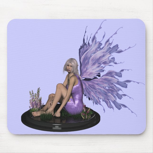 Fairy with mutli-colour purple wings mousemat (Front)
