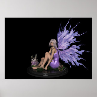 Fairy with mutli-colour purple wings Print