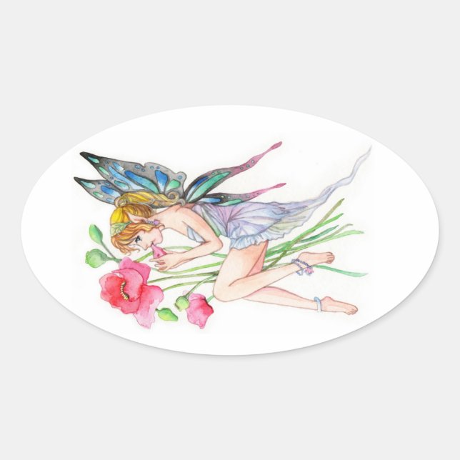 Fairy with Ocarina Oval Sticker (Front)
