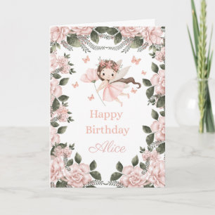 Fairy with roses and foliage Birthday Card