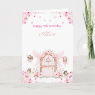 Fairy with roses and Foliage Happy 9th Birthday Card