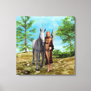 Fairy with Unicorn Canvas Print