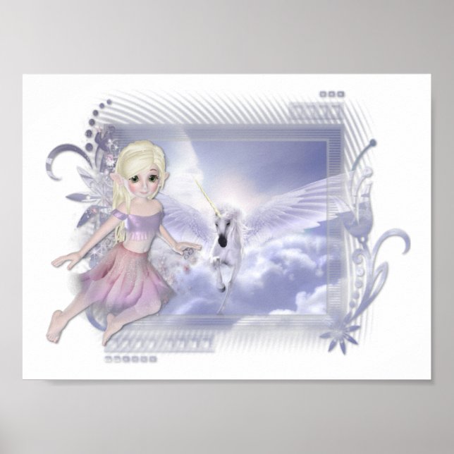 Fairy with Unicorn D2 Poster/Print Poster (Front)