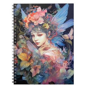 Fairy Woman In Flowers Fantasy Art Notebook
