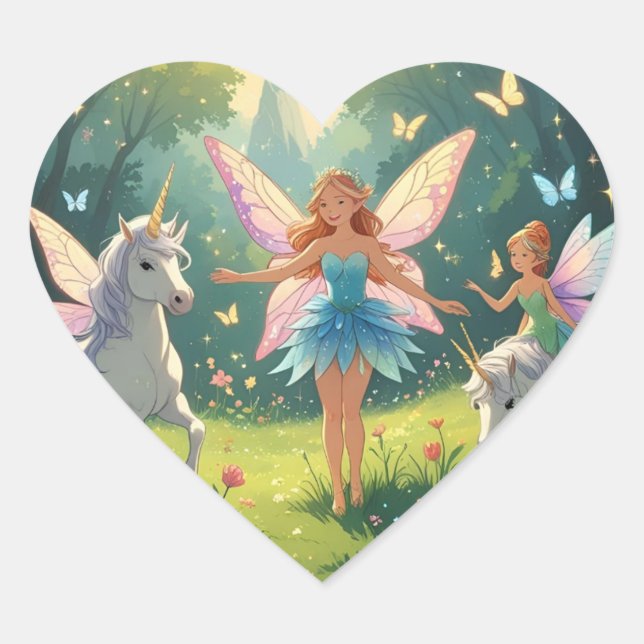 Fairy Wonderland Collection Party Favour Heart Sticker (Front)