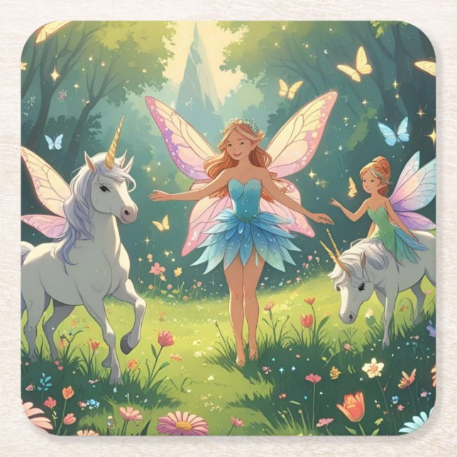 Fairy Wonderland Collection Square Paper Coaster (Front)