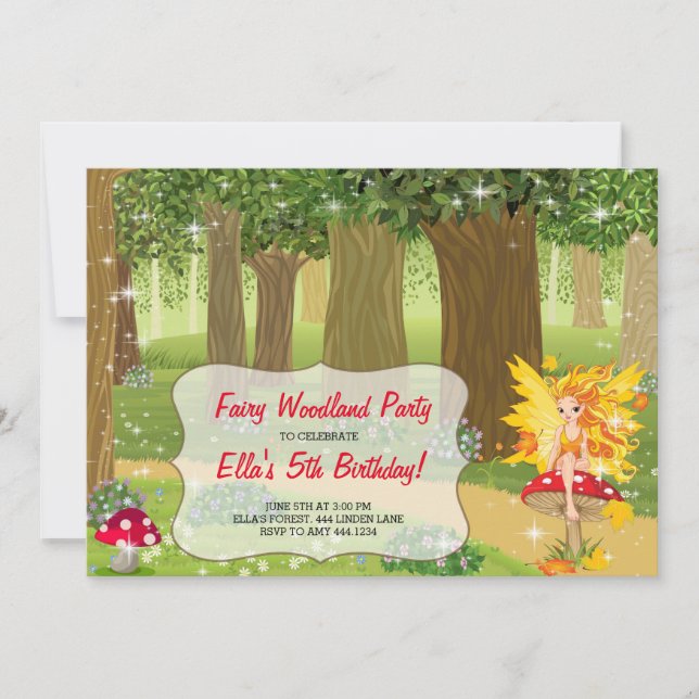 Fairy Woodland Birthday Party Invitations (Front)