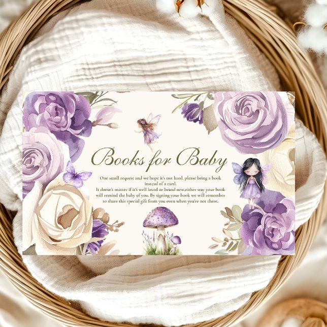 Fairy Woodland Girl Baby Shower Books for Baby  Enclosure Card (Creator Uploaded)