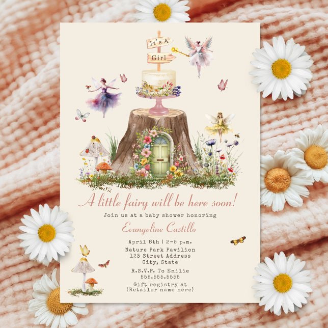 Fairy Woodland Girl Baby Shower Invitation (Creator Uploaded)