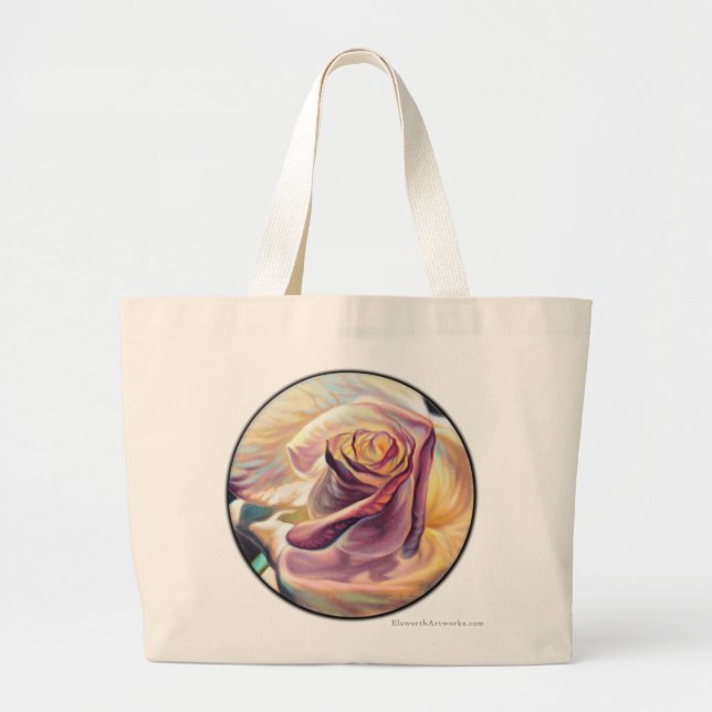 Fairy Woods and Golden Glow Rose Large Tote Bag (Front)