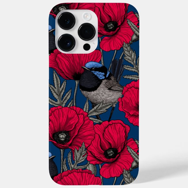 Fairy wren and poppies Case-Mate iPhone case (Back)