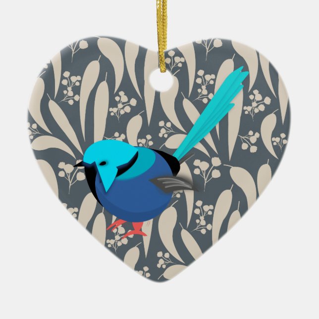 Fairy Wren Ceramic Tree Decoration (Front)