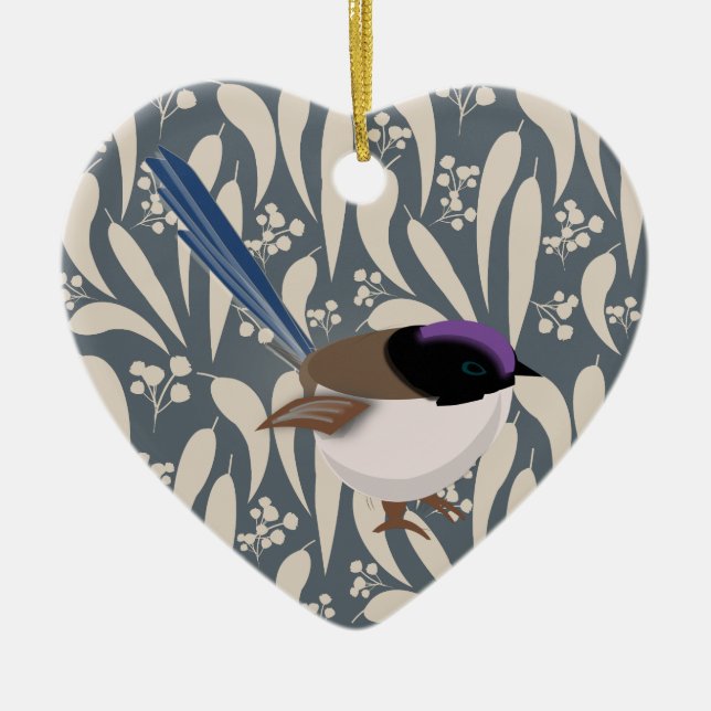 Fairy Wren Ceramic Tree Decoration (Front)