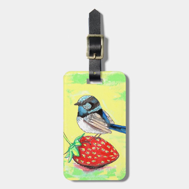 Fairy Wren Painting Luggage Tag (Front Vertical)