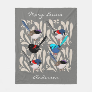 Fairy Wrens Fleece Blanket