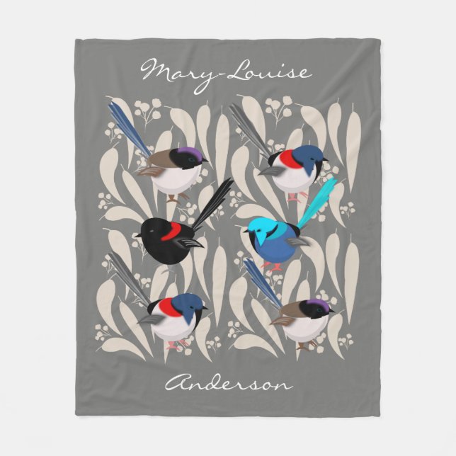 Fairy Wrens Fleece Blanket (Front)