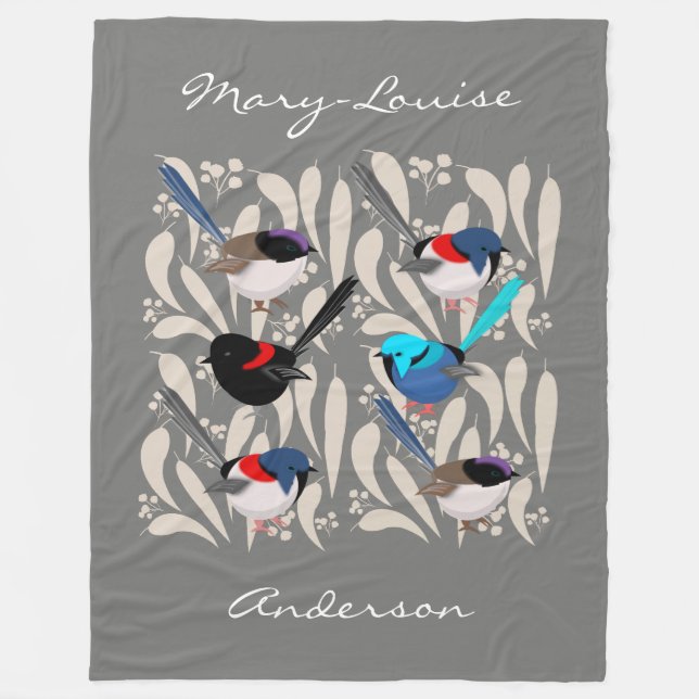 Fairy Wrens Fleece Blanket (Front)