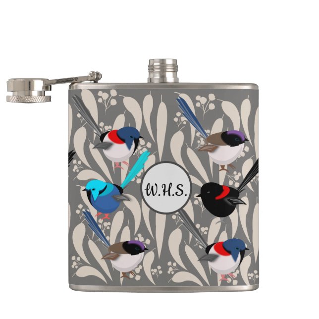 Fairy Wrens Hip Flask (Opened)