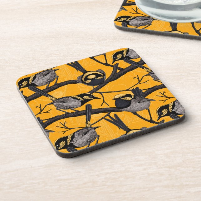 Fairy wrens in yellow coaster (Left Side)