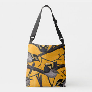 Fairy wrens in yellow crossbody bag