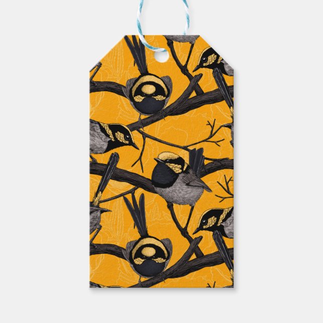 Fairy wrens in yellow gift tags (Front)