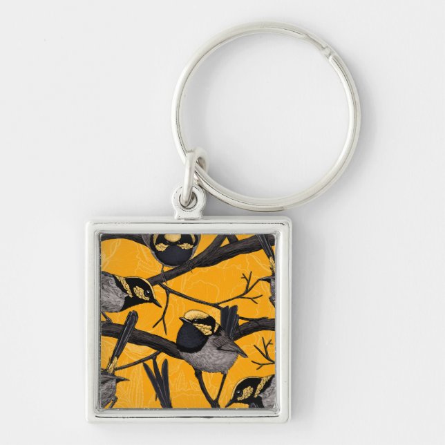 Fairy wrens in yellow key ring (Front)