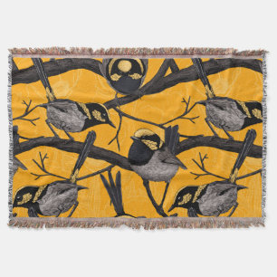 Fairy wrens in yellow throw blanket