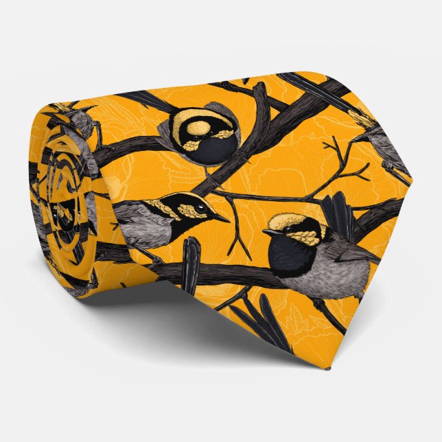 Fairy wrens in yellow tie (Rolled)