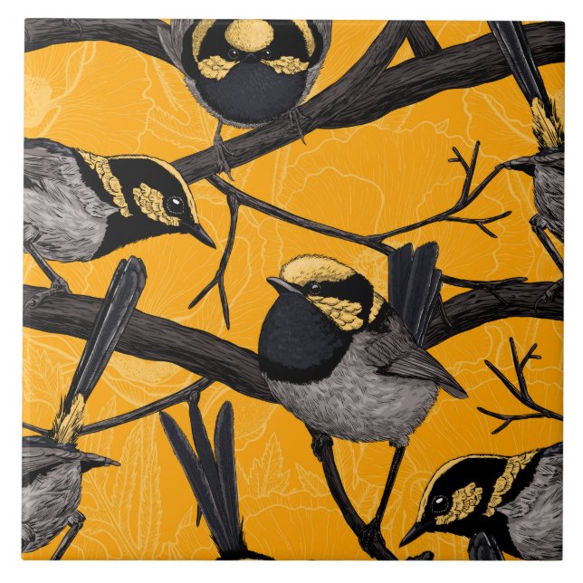 Fairy wrens in yellow tile (Front)