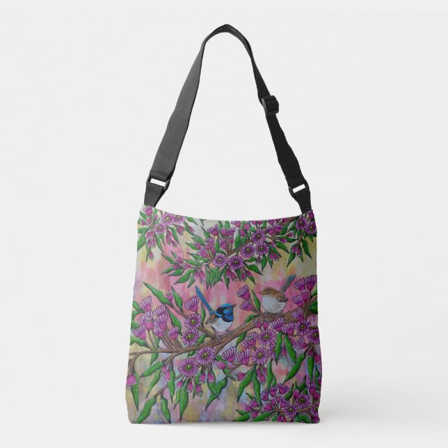 Fairy Wrens Messenger tote bag (Front)