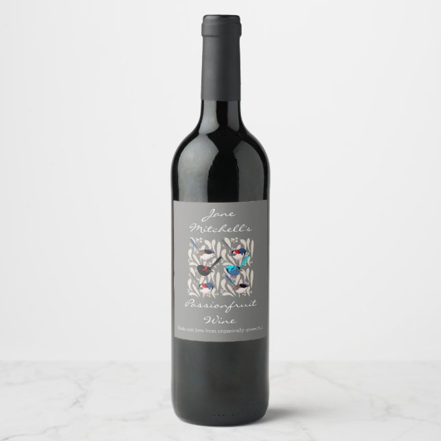 Fairy Wrens Wine Label (Front)